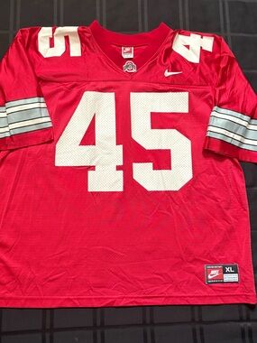 Vintage Nike Ohio State Buckeyes Jersey Mens XL Red Football #45 Made in USA